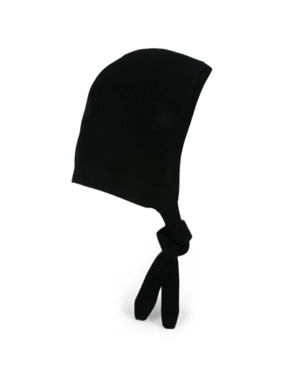 Soft Goat Ribbed Beanie In Black