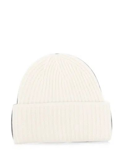 Soft Goat Ribbed Cashmere Beanie In Neutral