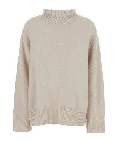 Soft Goat Ribbed Knitwear In Neutral