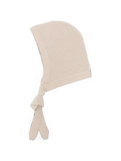 Soft Goat Ribbed-knit Beanie Hat In Neutral