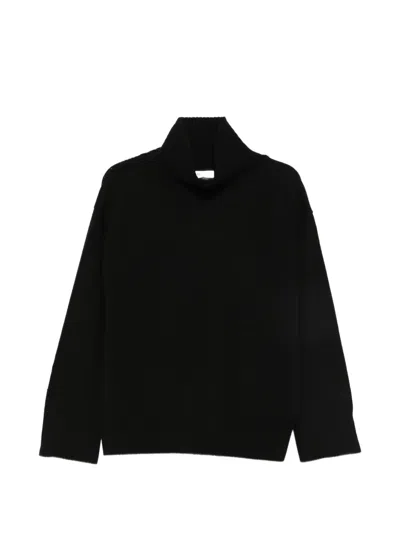 Soft Goat Ribbed-knit Roll-neck Sweater In Black