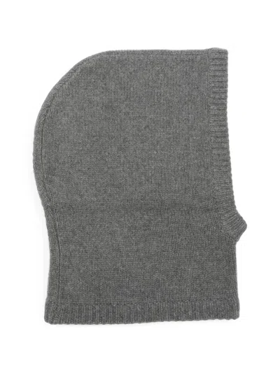 Soft Goat Ribbed-trim Balaclava In Gray