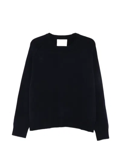 Soft Goat Ribbed-trim Raglan-sleeve Sweater In Blue