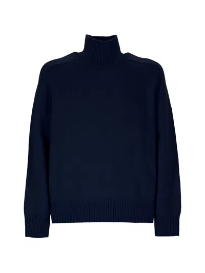 Soft Goat Roll-neck Knitted Sweater In Blue