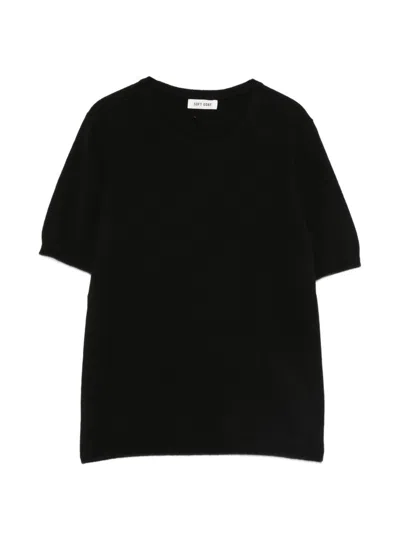 Soft Goat Round Neck Short Sleeves In Black