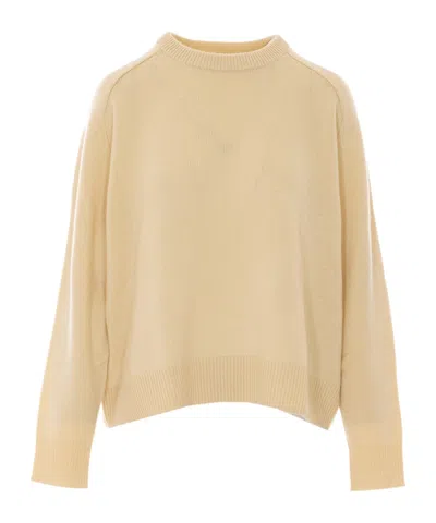 Soft Goat Round-neck Knitted Sweater In Neutral