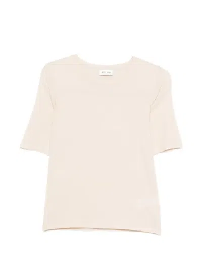 Soft Goat Round-neck Short-sleeve T-shirt In Neutral