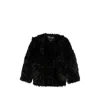 Soft Goat Shearling Coat In Black