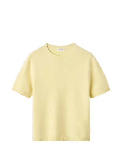 Soft Goat Short-sleeve Knitted Sweater In Yellow