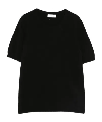 Soft Goat Short-sleeve Sweater In Black