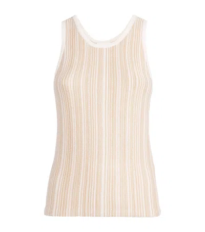Soft Goat Silk-cashmere Textured Stripe Tank Top In Neutral