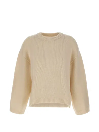 Soft Goat Stockinette-stitch Cashmere Sweater In Neutral
