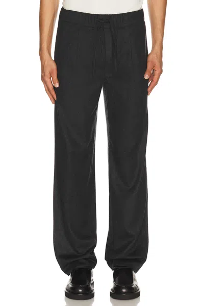 Soft Goat Straight Drawstring Trousers In Black