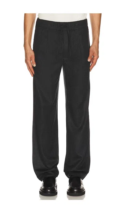 Soft Goat Straight Drawstring Trousers In Blue