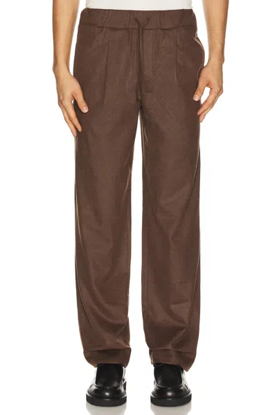 Soft Goat Straight Drawstring Trousers In Brown