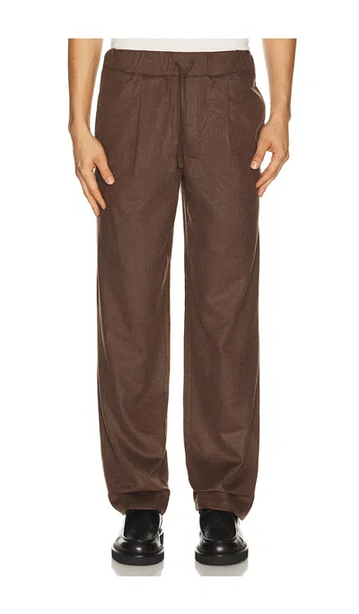 Soft Goat Straight Drawstring Trousers In Brown