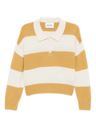 Soft Goat Striped Jumper In Yellow