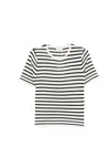 Soft Goat Silk And Cashmere Striped T-shirt In Black