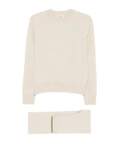 Soft Goat Sweater And Trouser Suit In White