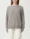 Soft Goat 'boyfriend' Grey Crewneck Sweater With Dropped Shoulders In Gray