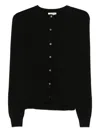 Soft Goat Buttoned Crew Neck Sweater In Black