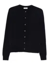 Soft Goat Button-fastening Cre-neck Cardigan In Black