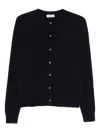 Soft Goat Buttoned Crew Neck Sweater In Black