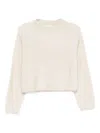 Soft Goat Cashmere Crewneck Jumper In Neutral