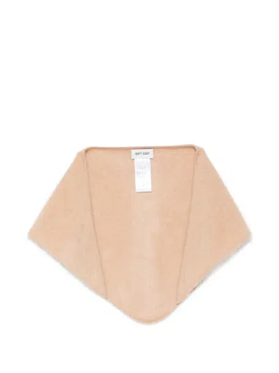 Soft Goat Triangular Knitted Scarf In Neutral
