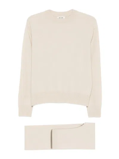 Soft Goat Trousers And Sweater Cashmere Set In Neutral