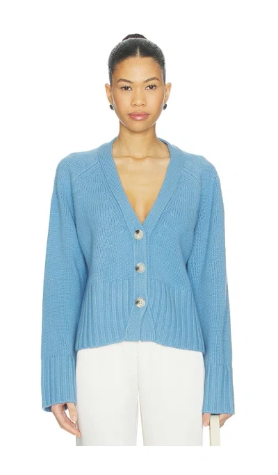 Soft Goat V-neck Cardigan In Blue