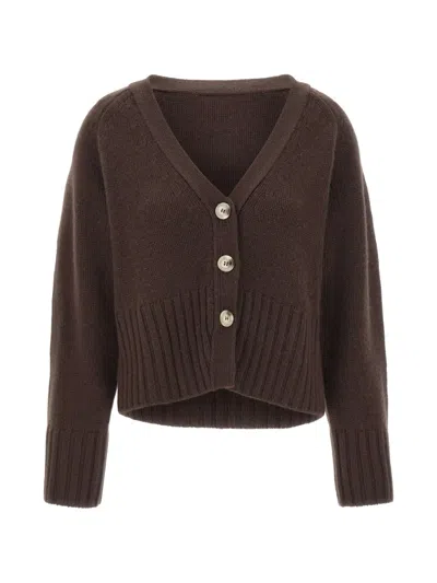 Soft Goat V-neck Cardigan In Brown