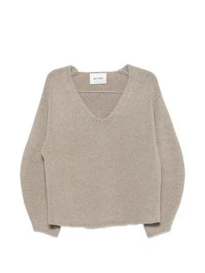 Soft Goat V-neck Knitted Sweater In Brown