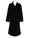 Soft Goat Wide-lapels Belted Coat In Black