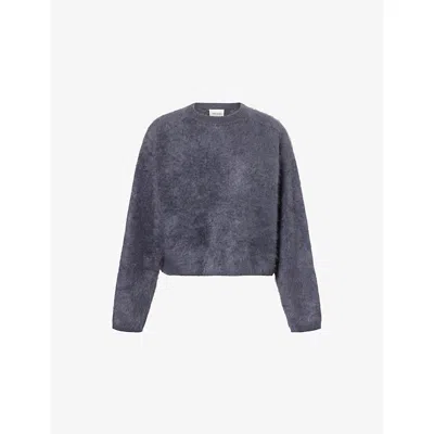 Soft Goat Womens Anthracite Brushed Cropped Cashmere Jumper In Gray