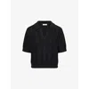 Soft Goat Womens Regular-fit Polo-collar Cotton-and-cashmere Top Black Xs