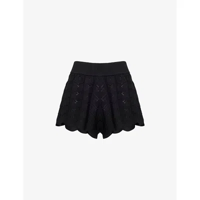 Soft Goat Womens Relaxed-fit Textured Cotton-and-cashmere Crochet Shorts Black Xs