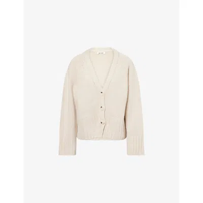 Soft Goat Womens Regular-fit V-neck Cashmere-knit Cardigan Chalk