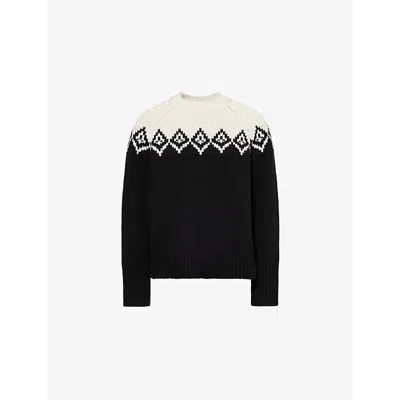Soft Goat Womens  Fair Isle Round-neck Wool And Cashmere-blend Jumper In Black