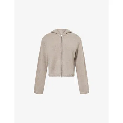 Soft Goat Womens Greige Chunky Cropped Cashmere Hoodie In Neutral