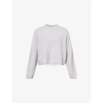 Soft Goat Womens Brushed Round-neck Cashmere Jumper Light Grey