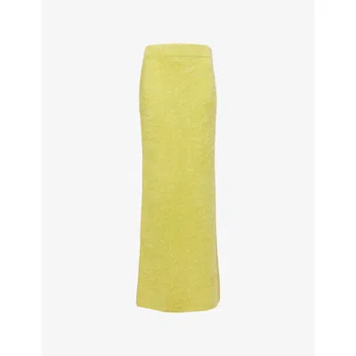 Soft Goat Womens Regular-fit Brushed Cashmere-knit Midi Skirt Lime Xs