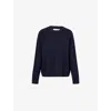 Soft Goat Womens Boyfriend Round-neck Cashmere Jumper Navy Xs In Blue