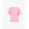 Soft Goat Womens Oversized Ribbed-trim Cashmere-knit Top Pink