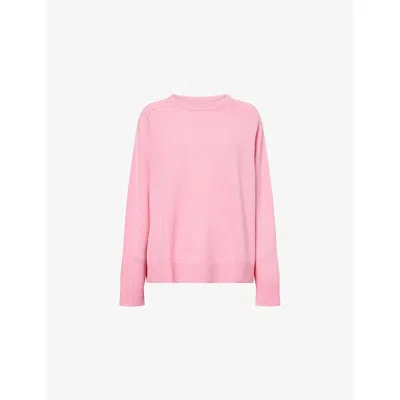 Soft Goat Womens Relaxed-fit Ribbed-trim Cashmere-knit Jumper Pink