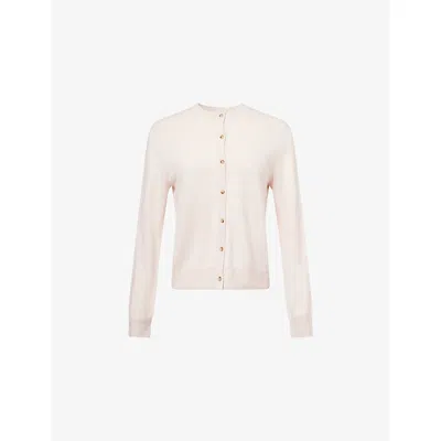 Soft Goat Womens Brushed Round-neck Cashmere Cardigan Powder Xs