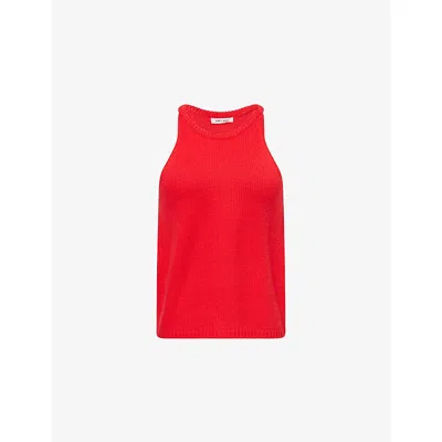 Soft Goat Womens Round-neck Sleeveless Cashmere Top Rouge Xs
