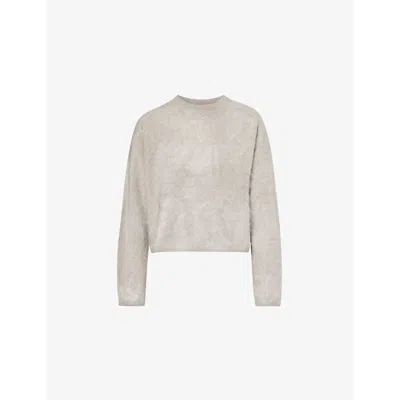 Soft Goat Womens  Round-neck Brushed-texture Cashmere Jumper In Greige