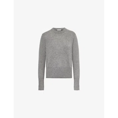 Soft Goat Womens  Round-neck Brushed-texture Cashmere Jumper In Grey