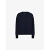 Soft Goat 'boyfriend' Blue Crewneck Sweater With Dropped Shoulders In Navy
